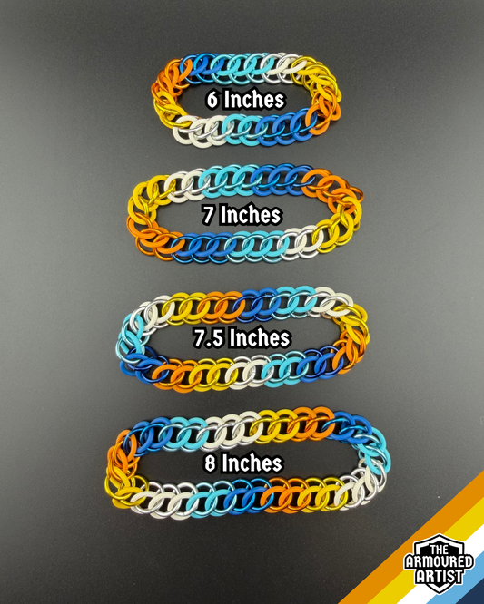 AroAce (Sunset Flag) Stretchy Chainmail Bracelets