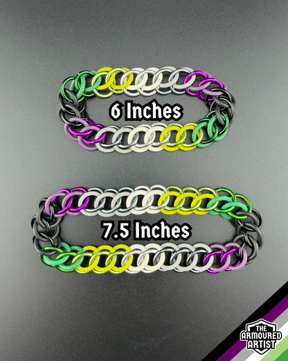 AroAce (Alternative Flag) Stretchy Chainmail Bracelets
