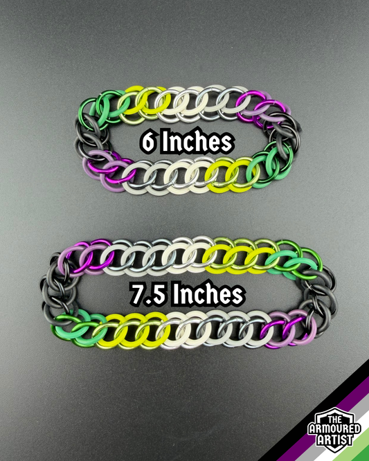 AroAce (Alternative Flag) Stretchy Chainmail Bracelets