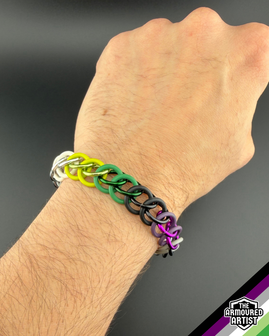 AroAce (Alternative Flag) Stretchy Chainmail Bracelets