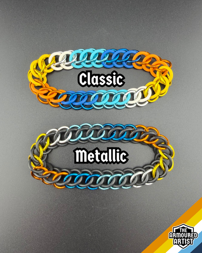 AroAce (Sunset Flag) Stretchy Chainmail Bracelets