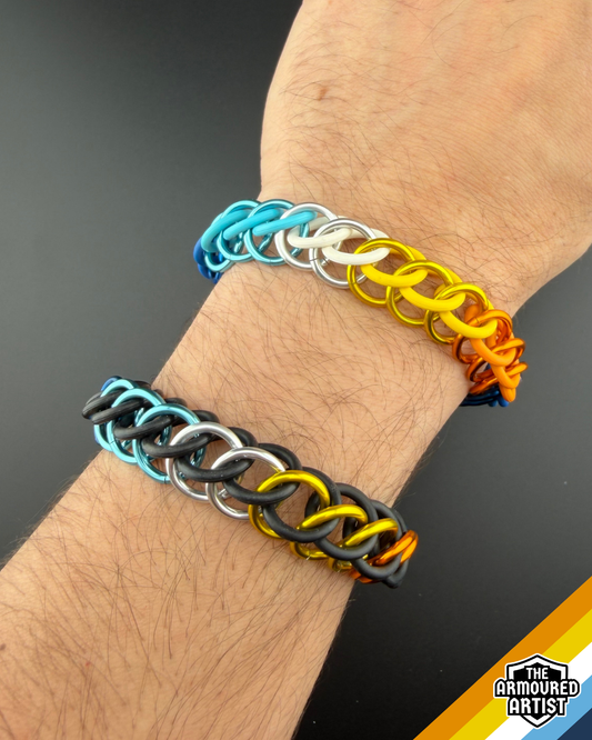 AroAce (Sunset Flag) Stretchy Chainmail Bracelets