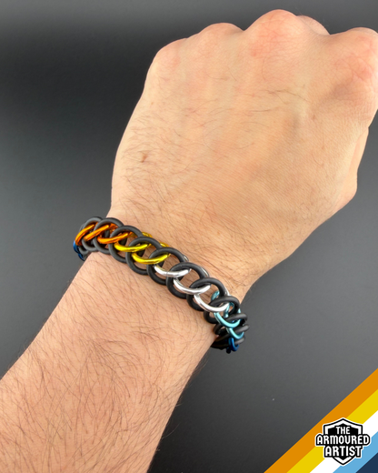 AroAce (Sunset Flag) Stretchy Chainmail Bracelets