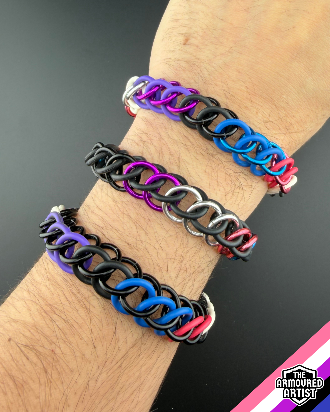 Genderfluid Stretchy Chainmail Bracelets