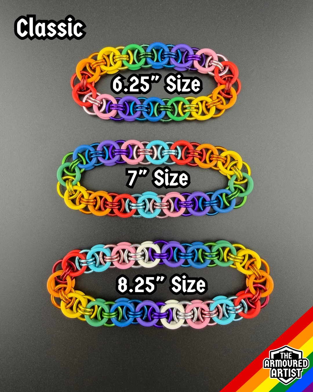 Rainbow (Classic Flag) Stretchy Helmchain Bracelets