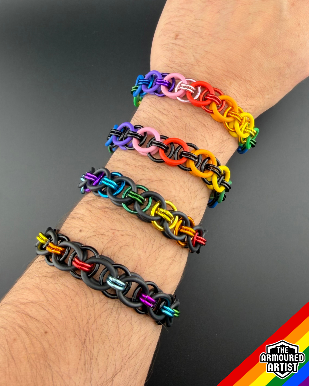 Rainbow (Classic Flag) Stretchy Helmchain Bracelets