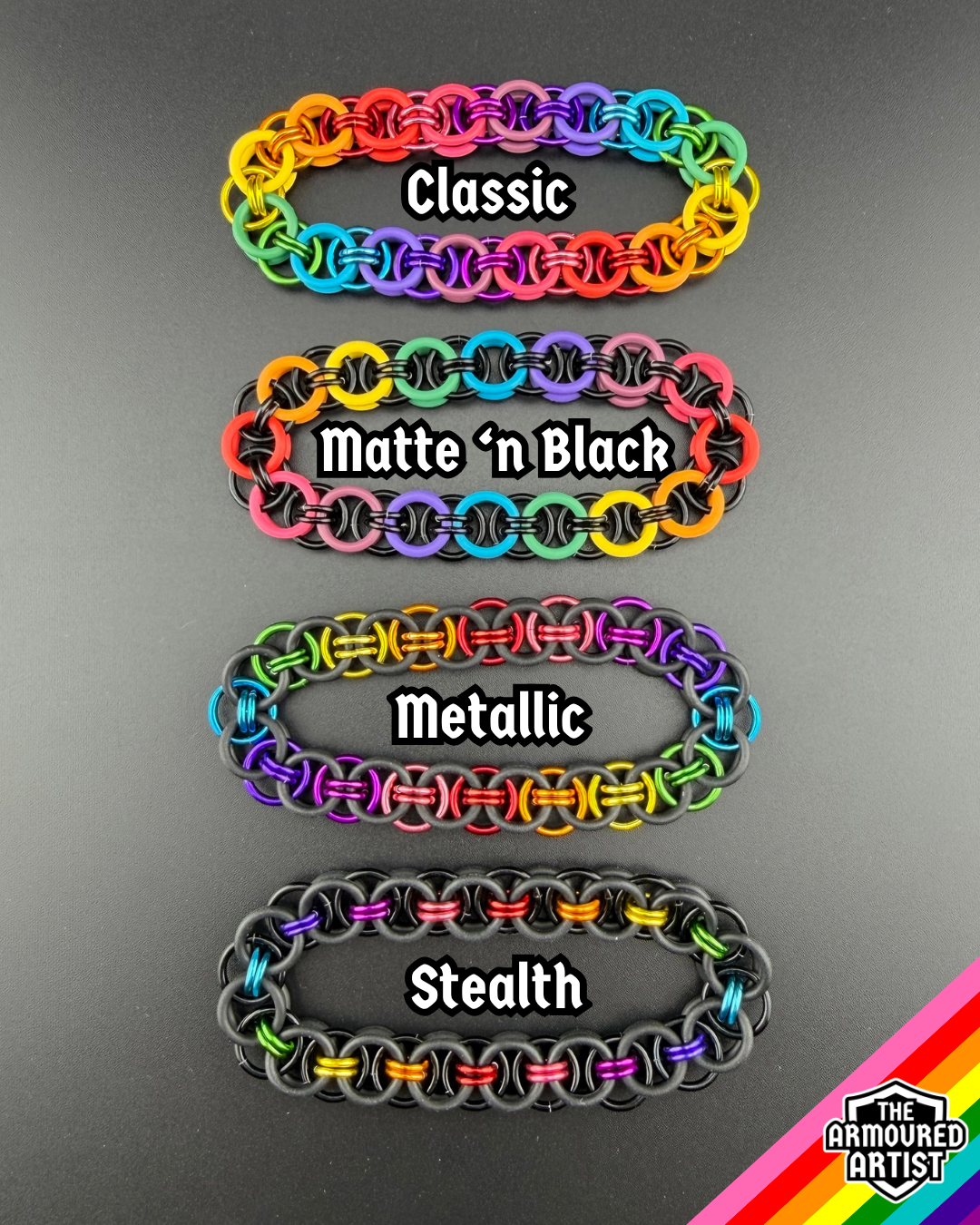 Rainbow (Gilbert Baker Flag) Stretchy Helmchain Bracelets