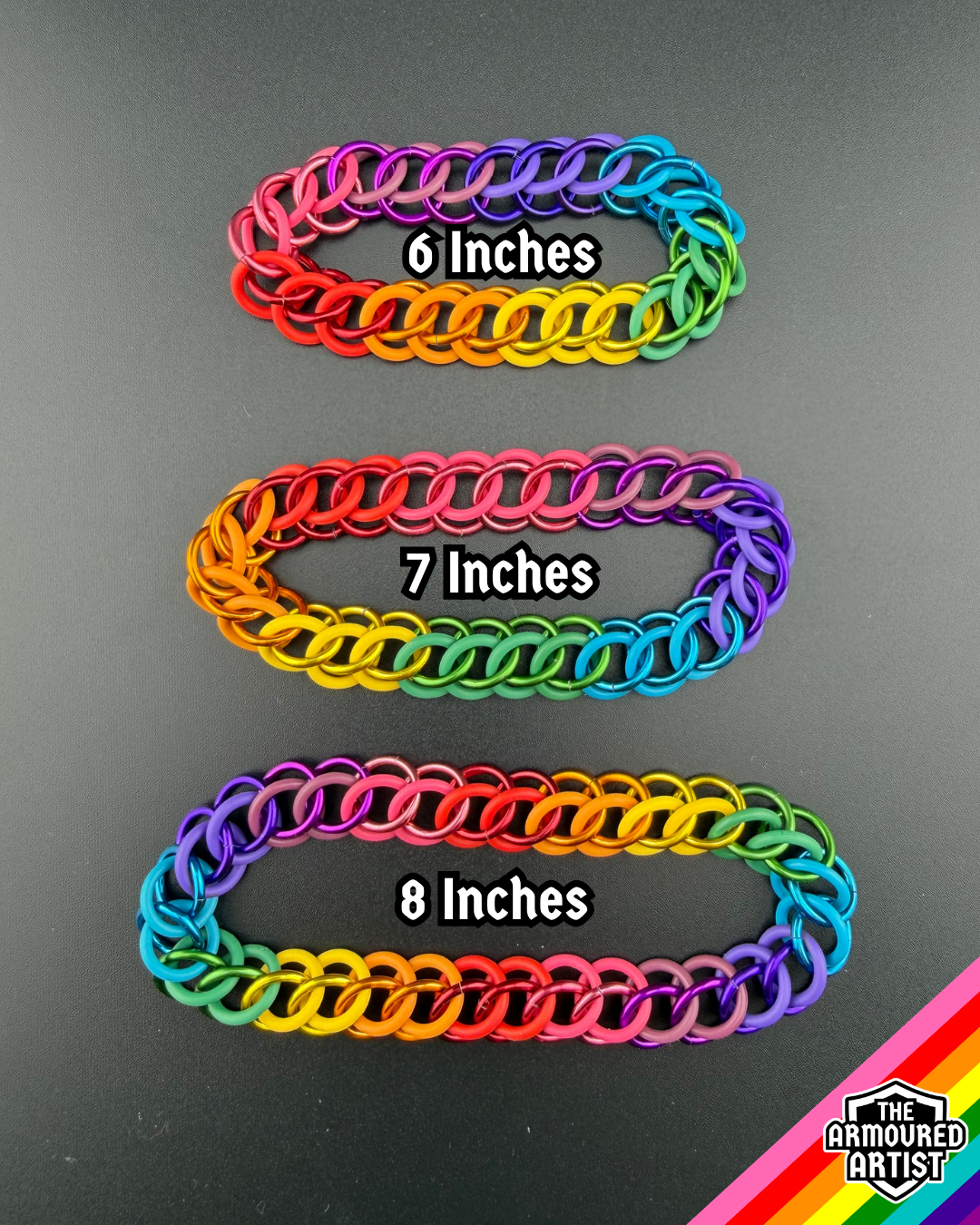 Rainbow (Gilbert Baker Flag) Stretchy Chainmail Bracelets