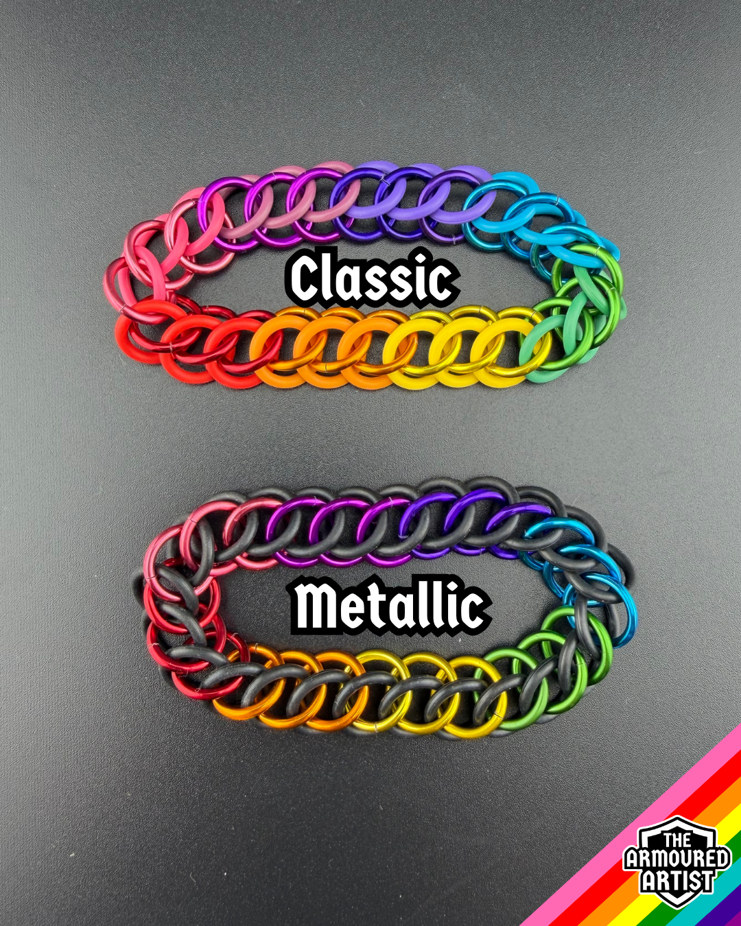 Rainbow (Gilbert Baker Flag) Stretchy Chainmail Bracelets