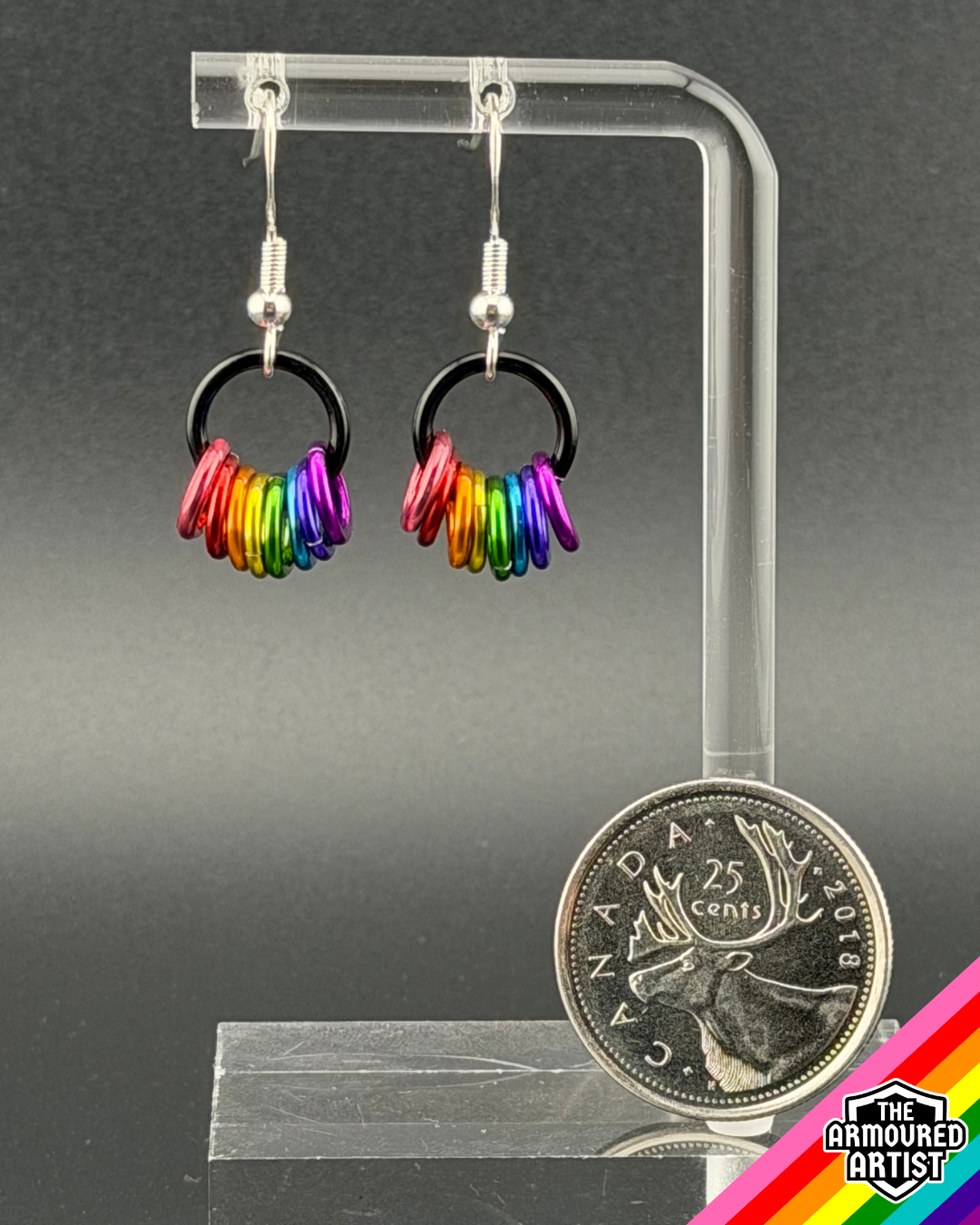 Rainbow (Gilbert Baker Flag) Small Ringlette Earrings
