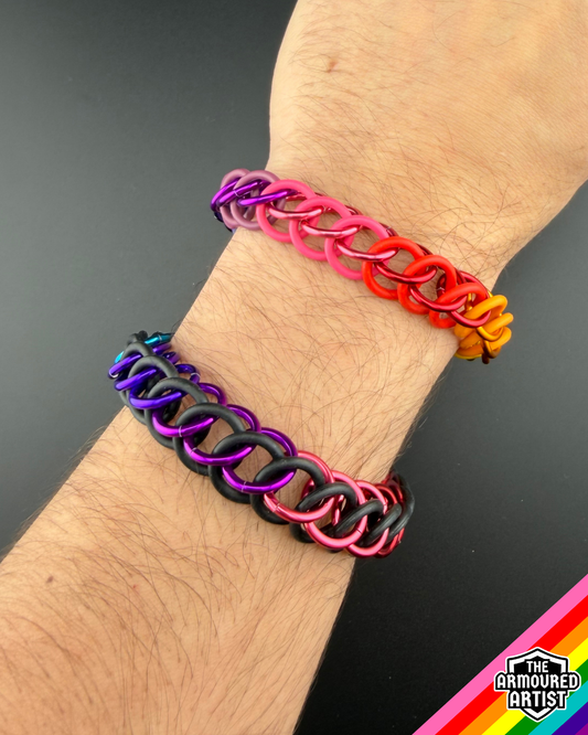 Rainbow (Gilbert Baker Flag) Stretchy Chainmail Bracelets