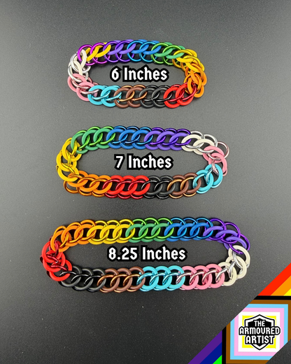 Rainbow (Progress Flag) Stretchy Chainmail Bracelets