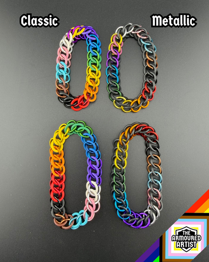 Rainbow (Progress Flag) Stretchy Chainmail Bracelets