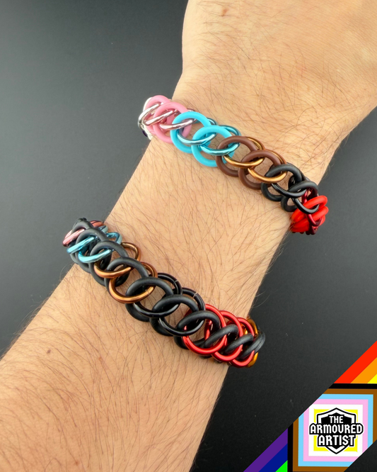 Rainbow (Progress Flag) Stretchy Chainmail Bracelets