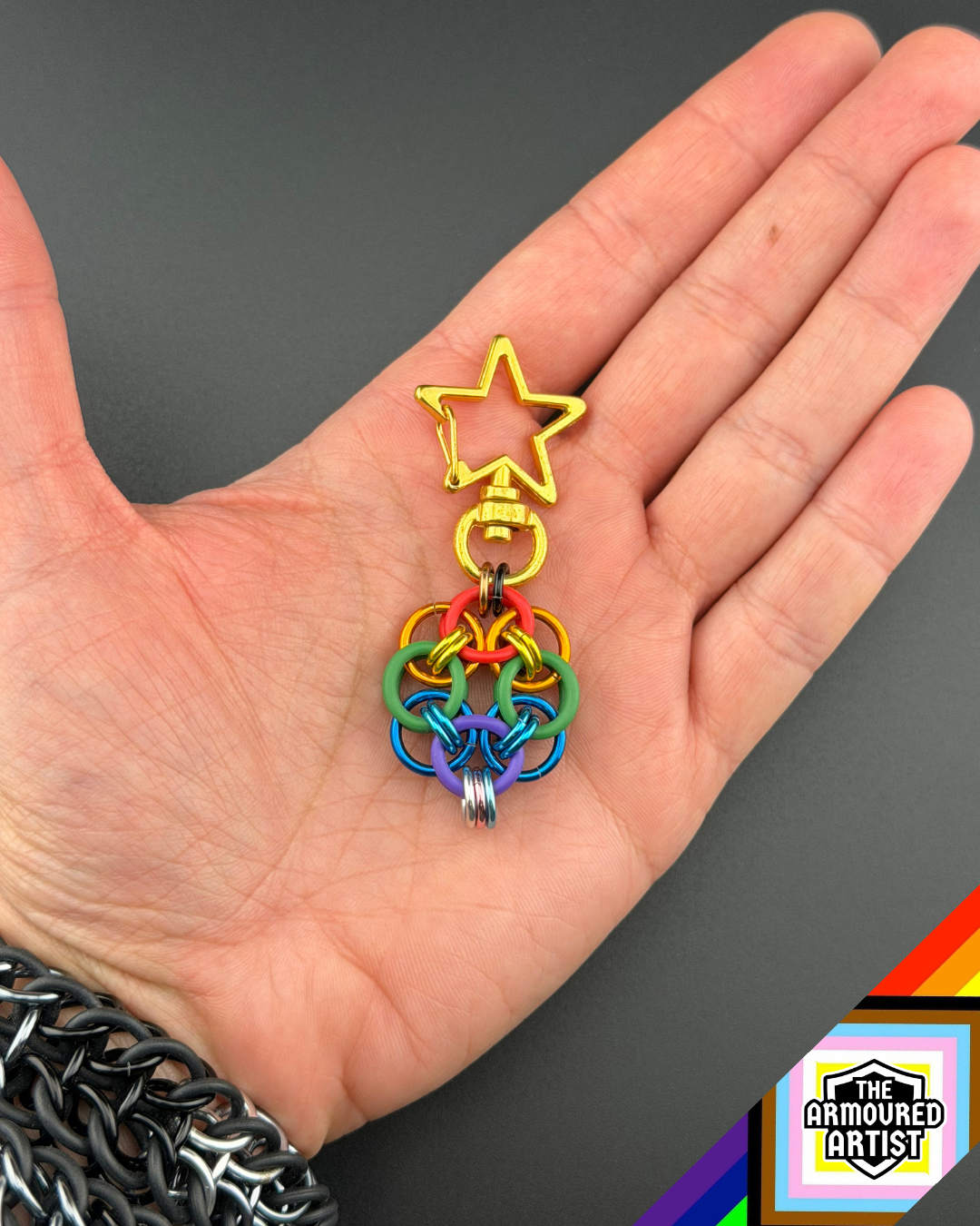 Rainbow (Progress Flag) Flexible Helmchain Keychains