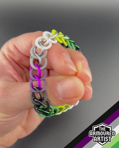 AroAce (Alternative Flag) Stretchy Chainmail Bracelets