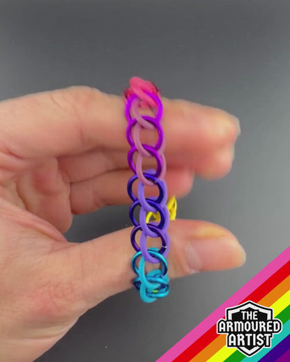 Rainbow (Gilbert Baker Flag) Stretchy Chainmail Bracelets