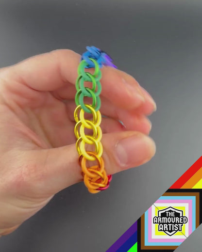 Rainbow (Progress Flag) Stretchy Chainmail Bracelets